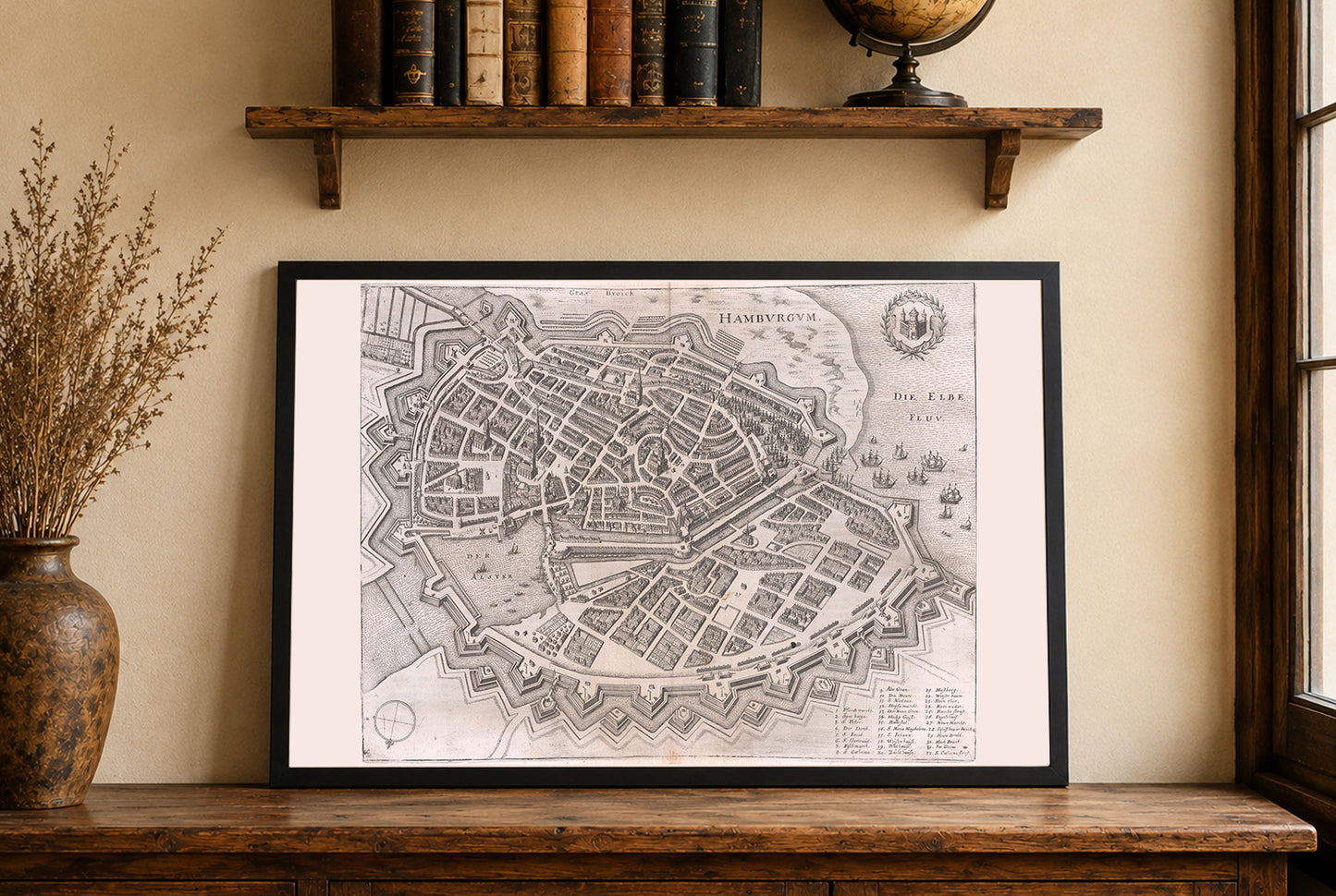 1653 Hamburg Map - 17th Century Bird’s-Eye City View with Bastioned Walls