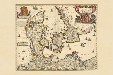 1690 Denmark Map Print - Historic Kingdom Boundaries Illustration