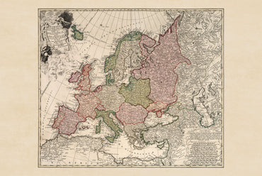 Europe in 1743 - Historical Wall Map from the War of the Austrian Succession