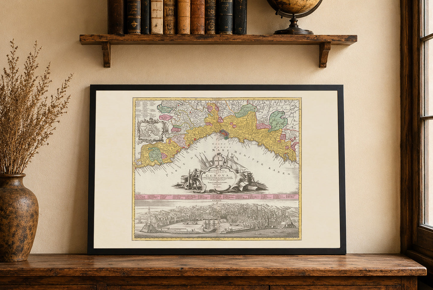 Poster Carte de la Ville de Gênes (1777) - Panorama Ancien et Décoration Murale Vintage d'Italie