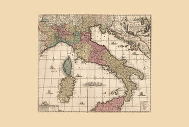 Italian Peninsula 1740 - Map of the Pre-Unification Italian States