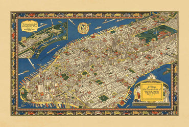 Manhattan Pictorial Map Poster (1926) – Vintage New York City Wall Art