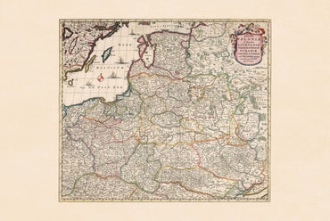 Polska i Litwa 1682 - Rzeczpospolita Obojga Narodów - Frederick de Wit - Historyczny Plakat z Mapą