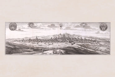 Poster Vue de Prague (1650) - Gravure Historique Vintage pour Décoration Murale
