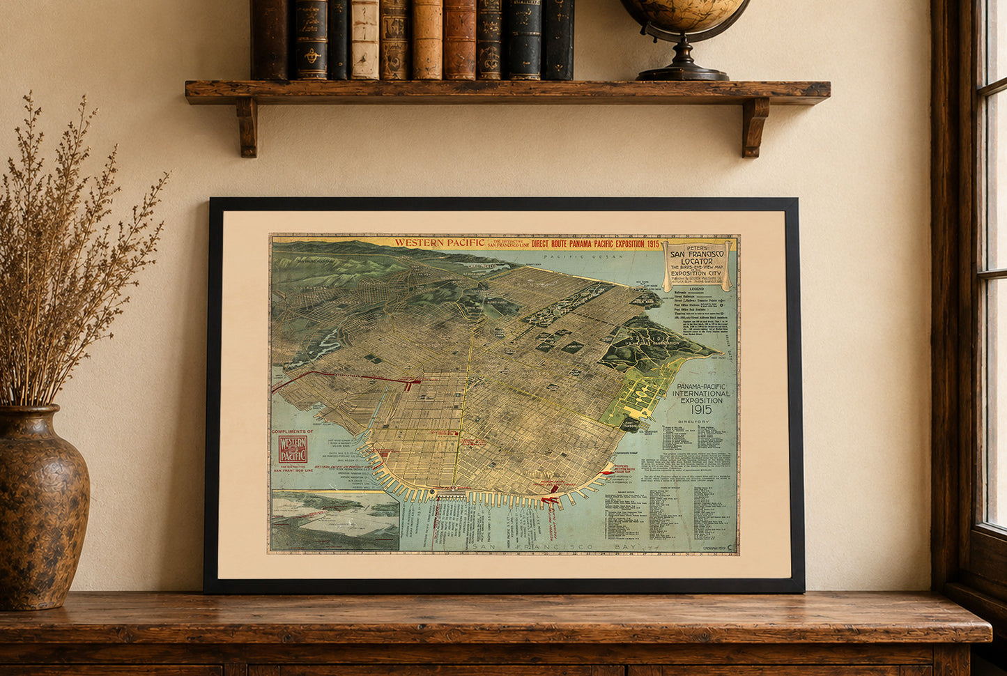 Plakat San Francisco Exposition City Map (1915) - Vintage Panorama Miasta z Lotu Ptaka