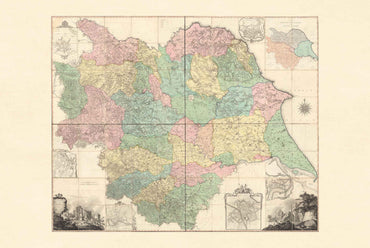 Yorkshire County Map Poster (1772) - Thomas Jefferys Vintage England Wall Art