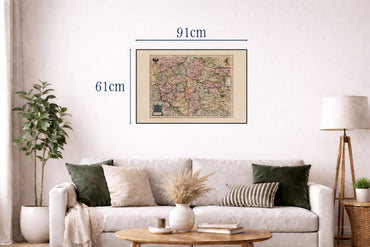 1623 Bohemia Map Print - Mercator & Hondius Atlas Map of Czech Republic, Colored Historical Wall Art