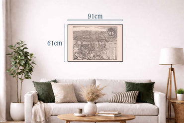 1654 Zurich Map Poster - Panoramic City Plan with Limmat River and Lake Zurich - Strategy Maps