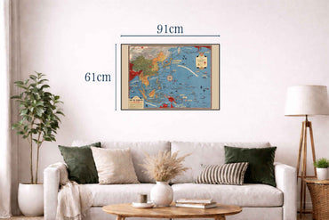 1944 Pacific Theater Map Poster - On To Tokyo Pictorial WWII Print of Asia and Pacific - Strategy Maps