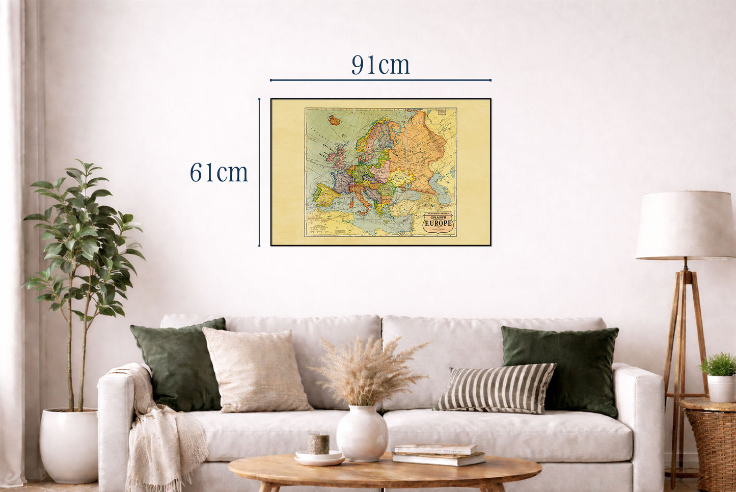 1925 Europe - Carte murale historique de l'entre-deux-guerres