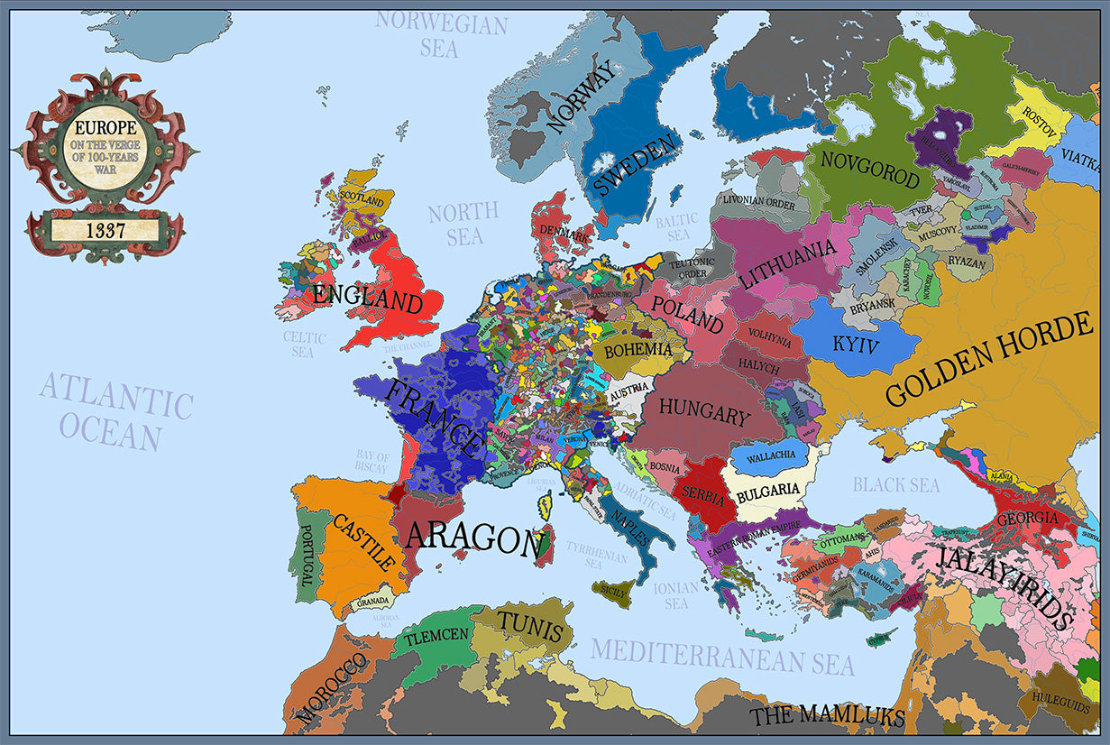 1337 Carte de l'Europe (Eau légère)