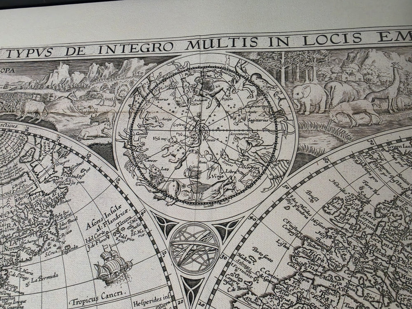 1594 World Map “Orbis Terrarum Typus” - Decorative Double Hemisphere Print