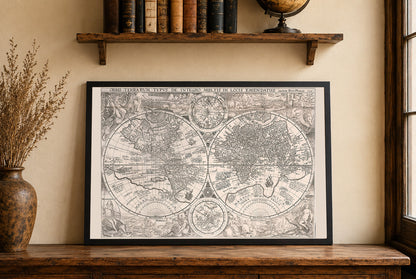 Carte du monde de 1594 « Orbis Terrarum Typus » - Impression décorative à double hémisphère