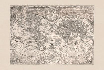 1594 World Map “Orbis Terrarum Typus” - Decorative Double Hemisphere Print