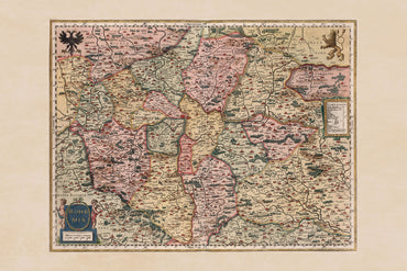 Carte de la Bohême de 1623 – Impression de Carte par Mercator & Hondius – Carte Historique Colorée de la République Tchèque pour Décoration Murale