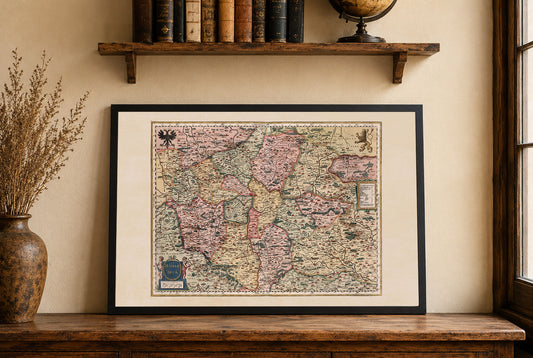 Carte de la Bohême de 1623 – Impression de Carte par Mercator & Hondius – Carte Historique Colorée de la République Tchèque pour Décoration Murale