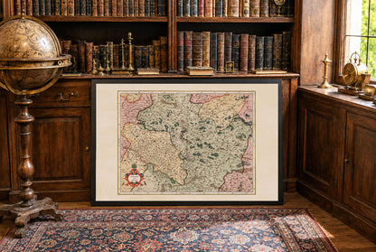 Carte de la Pologne et de la Silésie de 1623 – Carte d’Atlas Vintage de la Pologne et de la Silésie