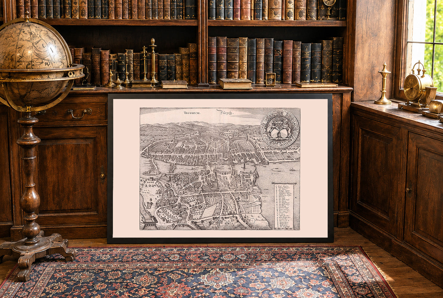1654 Zurich Map Poster - Panoramic City Plan with Limmat River and Lake Zurich