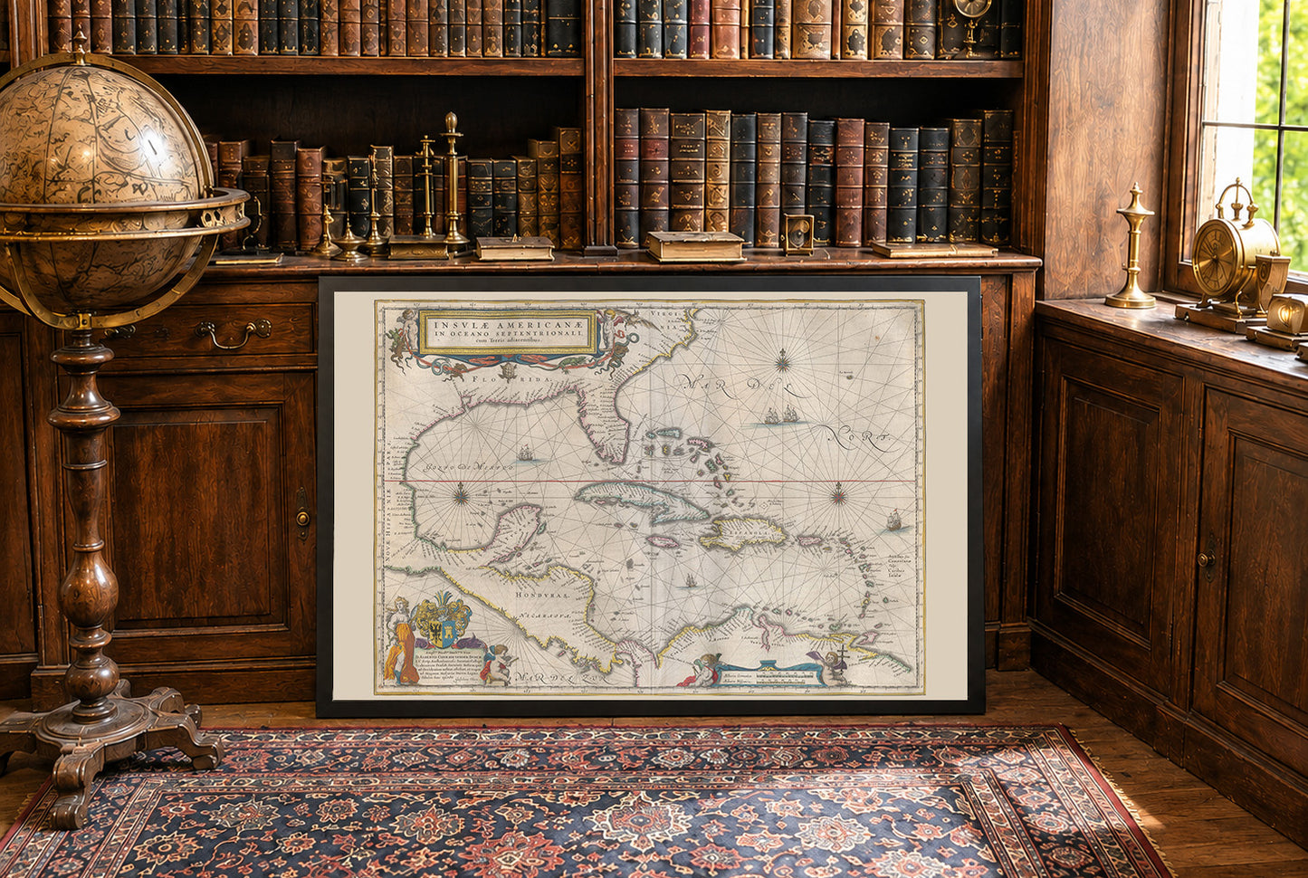 Affiche carte des Caraïbes 1662 - Insulae Americanae Atlas Maior