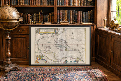 Affiche carte des Caraïbes 1662 - Insulae Americanae Atlas Maior