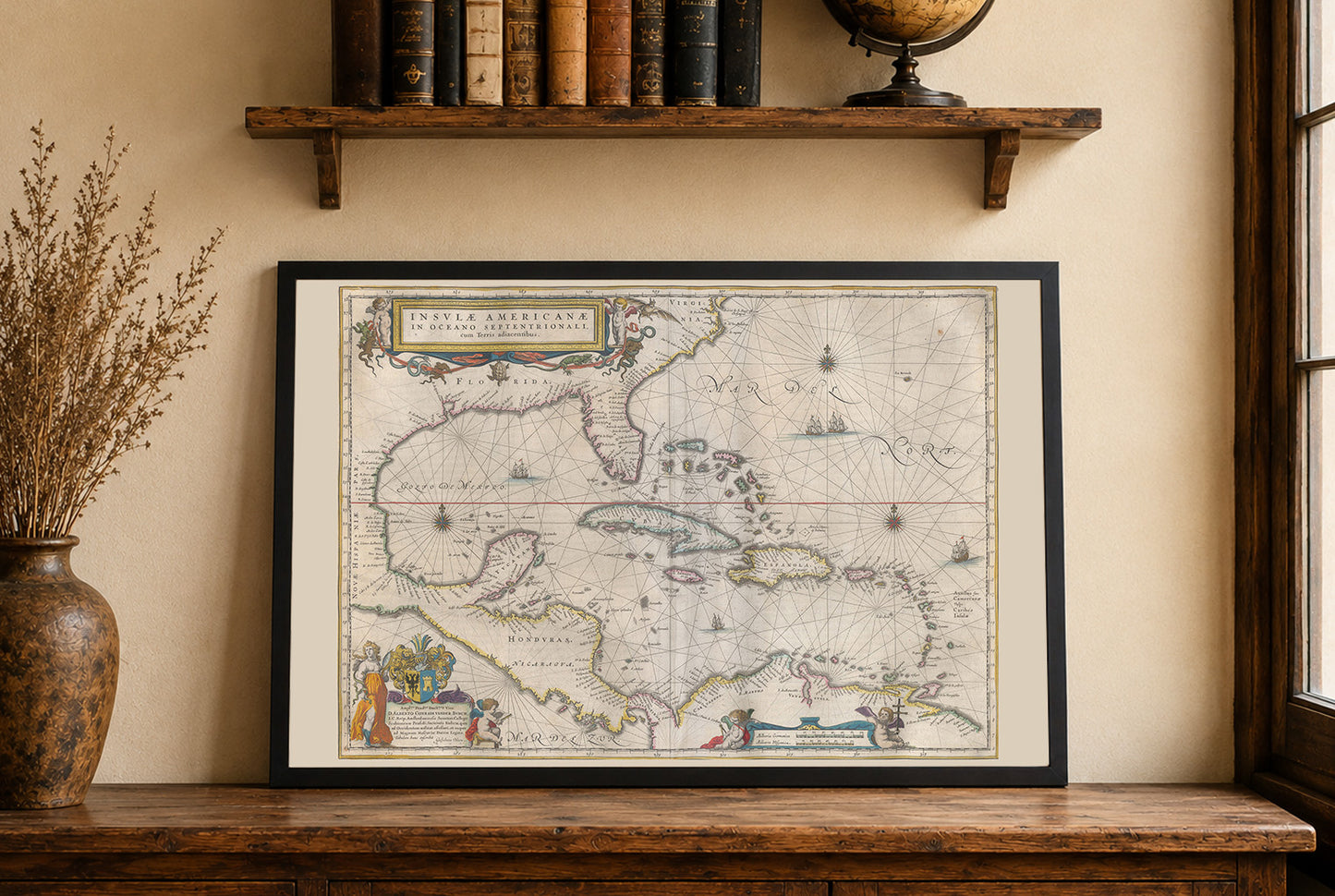 Affiche carte des Caraïbes 1662 - Insulae Americanae Atlas Maior