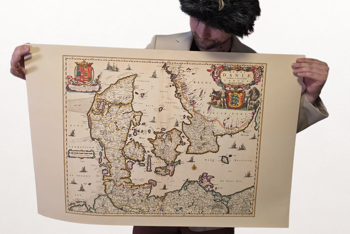 1690 Denmark Map Print - Historic Kingdom Boundaries Illustration