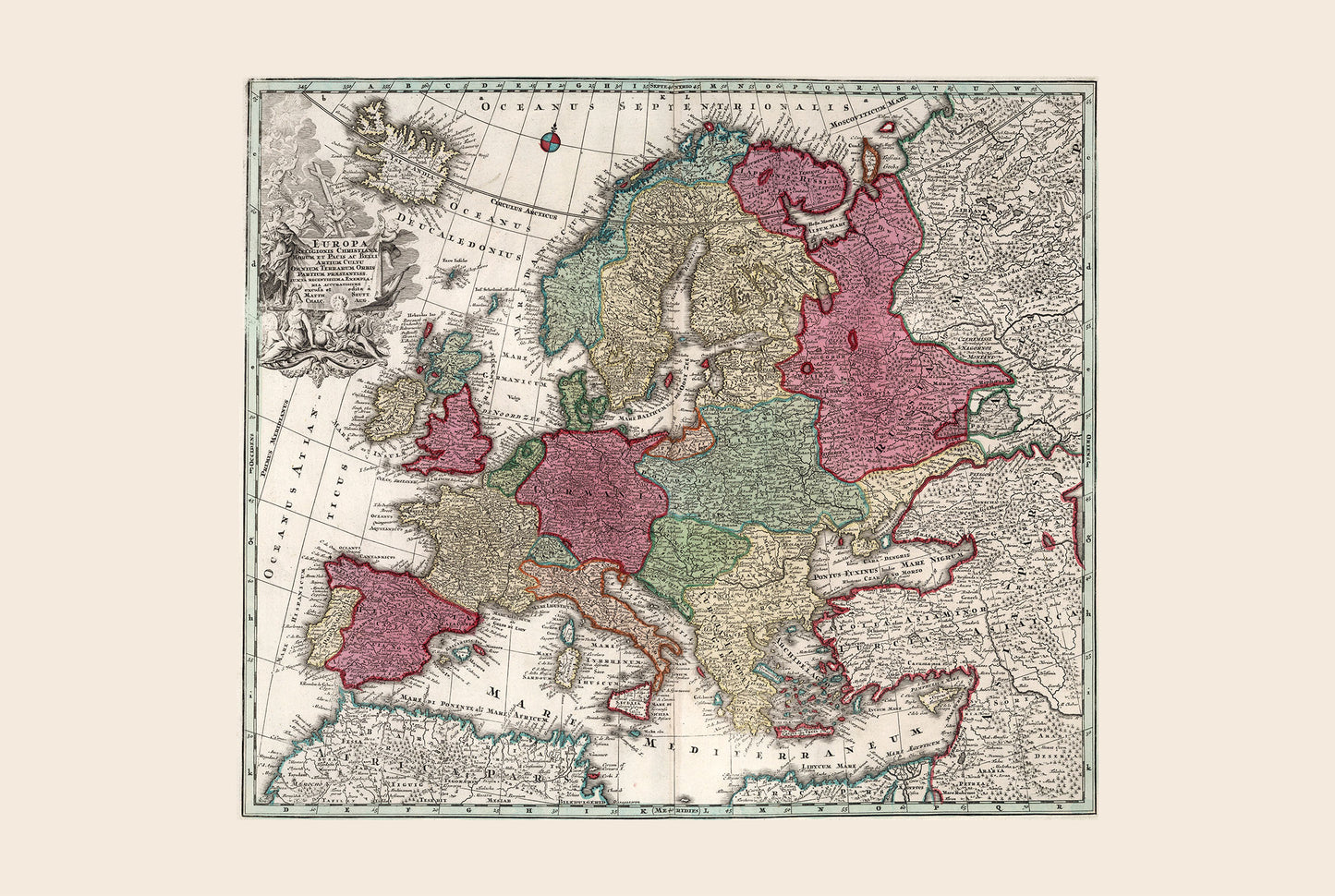 1730 Europe - Historical Wall Map of the Early 18th Century