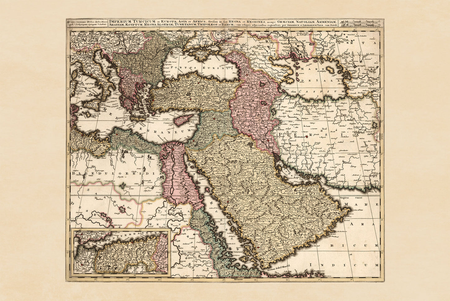 Empire ottoman en 1740 – Carte murale historique du XVIIIe siècle