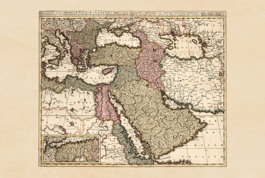 Empire ottoman en 1740 – Carte murale historique du XVIIIe siècle