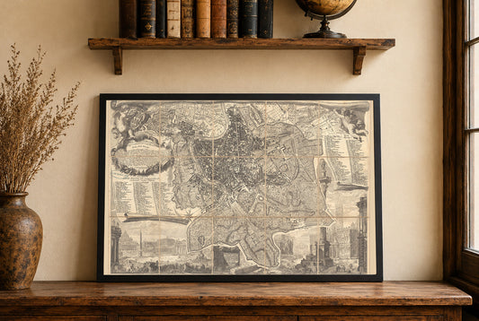 Stampa cartografica di Roma 1773 - Pianta vintage della città con layout urbano preciso