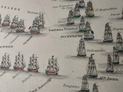 1805 Battle of Trafalgar Cartography Print - Historic Naval Map with Fleet Positions