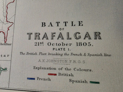1805 Battle of Trafalgar Cartography Print - Historic Naval Map with Fleet Positions