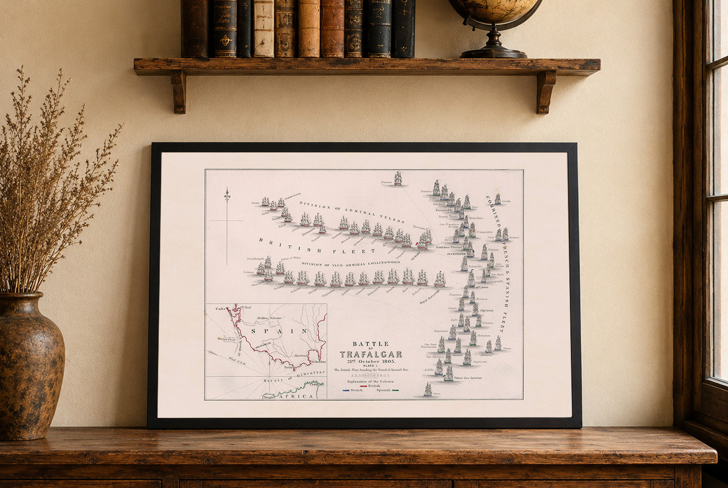 1805 Battle of Trafalgar Cartography Print - Historic Naval Map with Fleet Positions