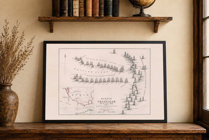 1805 Battle of Trafalgar Cartography Print - Historic Naval Map with Fleet Positions