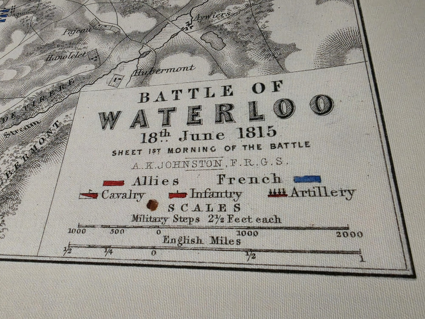 1815 Battle of Waterloo Cartography Print - Historic Military Plan with Army Formations