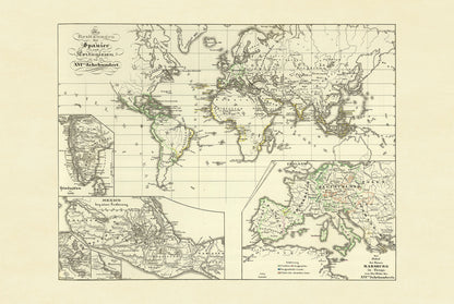 Carte de l’Empire colonial espagnol et portugais de 1854 – Impression vintage d’atlas historique