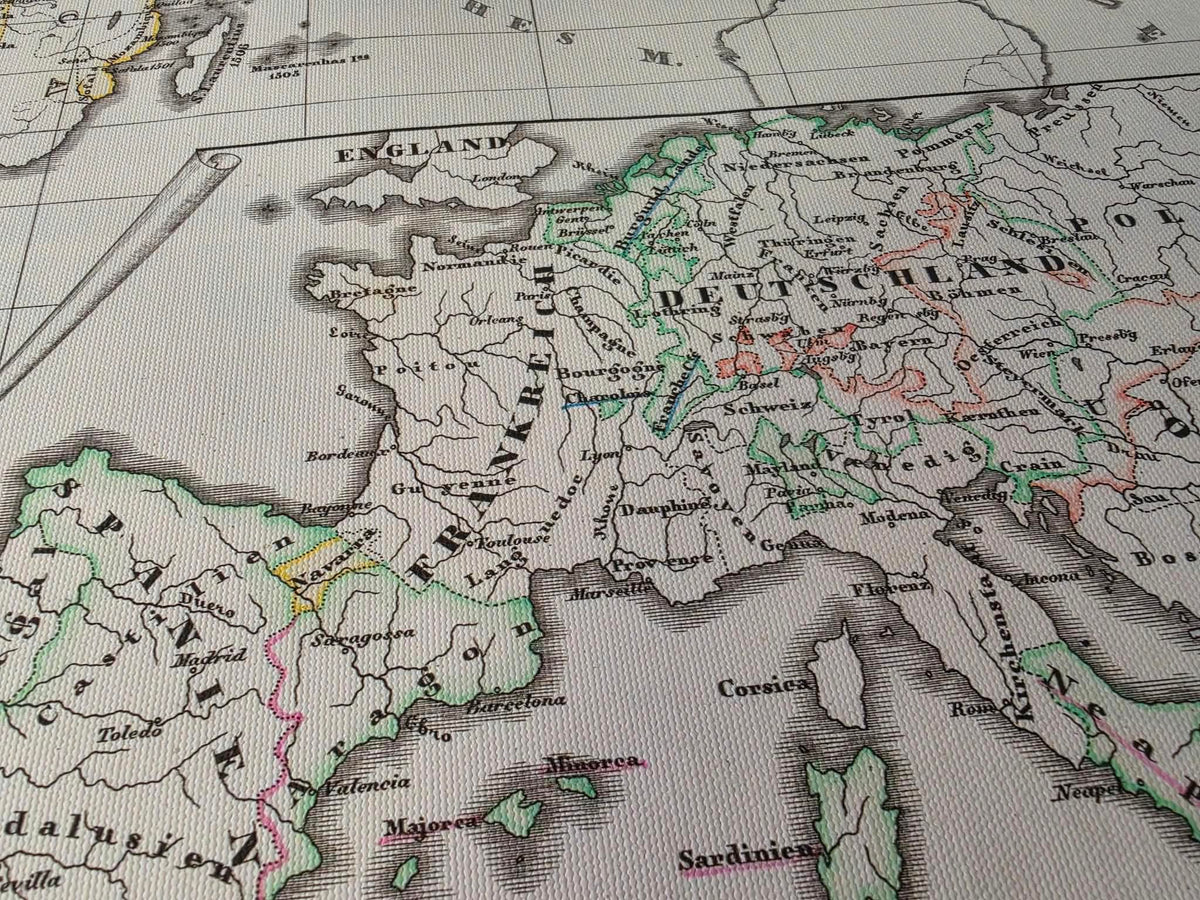 Carte de l’Empire colonial espagnol et portugais de 1854 – Impression vintage d’atlas historique