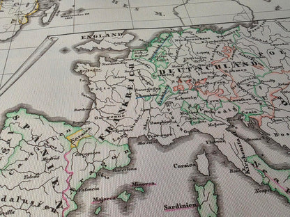 Carte de l’Empire colonial espagnol et portugais de 1854 – Impression vintage d’atlas historique