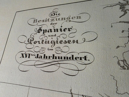 Carte de l’Empire colonial espagnol et portugais de 1854 – Impression vintage d’atlas historique