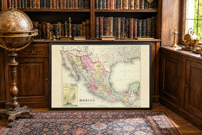 Impression cartographique du Mexique de 1856 - Carte vintage avec les frontières des États et les détails régionaux