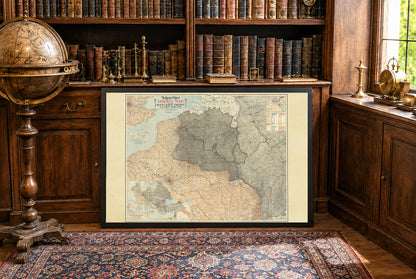Affiche de la carte du front occidental de 1918 - Carte des lignes de front de la Première Guerre mondiale en Europe