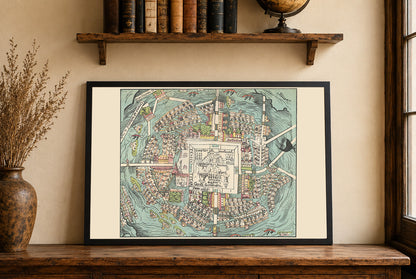1935 Tenochtitlan Map Poster