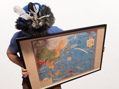 Affiche de la carte du théâtre du Pacifique 1944 - Imprimé illustré de la Seconde Guerre mondiale de l'Asie et du Pacifique : En route vers Tokyo