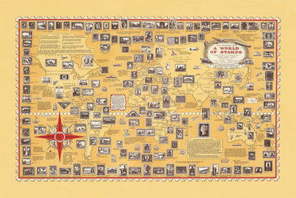 Poster A World of Stamps (1947) - Décoration Murale Vintage de Philatélie et Histoire Postale