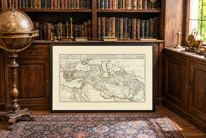 Carte imprimée de l'Empire d'Alexandre le Grand - Illustration des campagnes antiques et des territoires en expansion