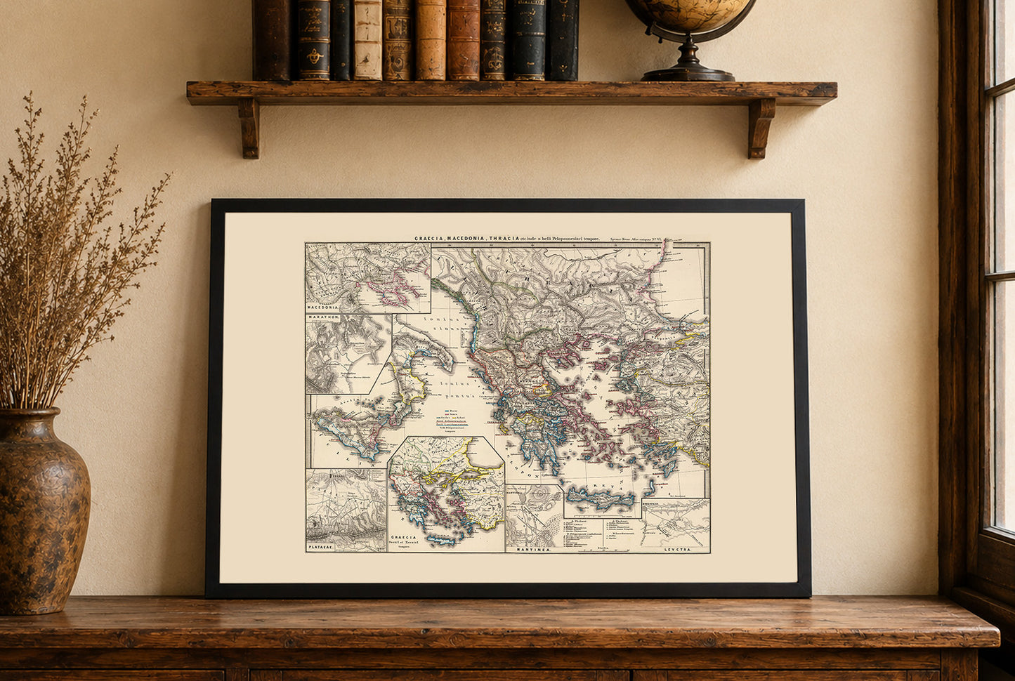 Poster Mappa dell'Antica Grecia - Atlante Storico Greco e Macedone Vintage Arte Murale
