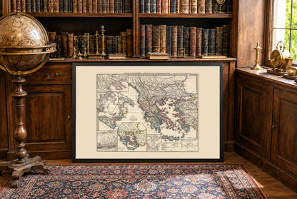 Poster Mappa dell'Antica Grecia - Atlante Storico Greco e Macedone Vintage Arte Murale