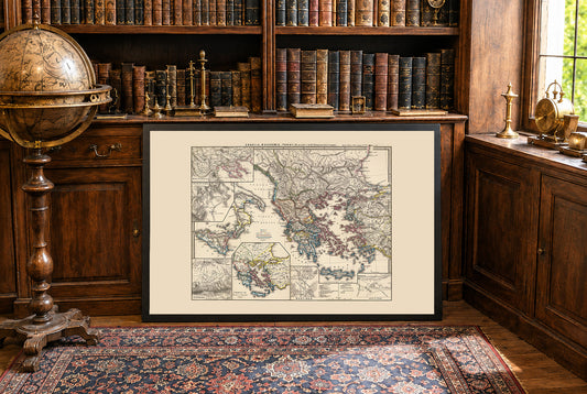 Poster Mappa dell'Antica Grecia - Atlante Storico Greco e Macedone Vintage Arte Murale