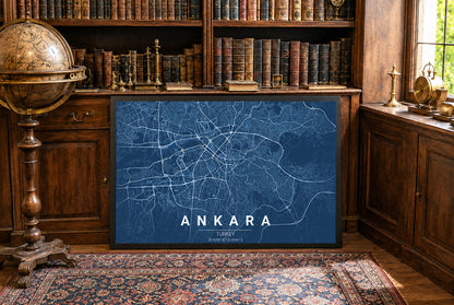 Ankara Blueprint Map - Modern City Street Wall Art