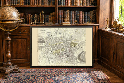 Vintage 1834 Edinburgh Map - Fine Art Print Showing Detailed City Plan